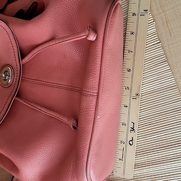 Coach Park Coral Pebbled Leather Turnlock Drawstring Closure Backpack